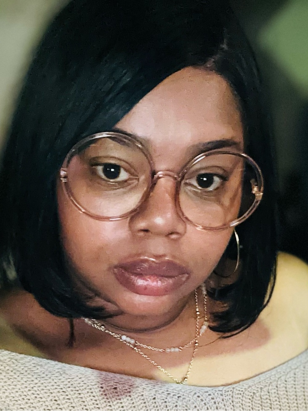Round Clear Pinkish Tinted Glasses